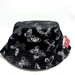 Zumiez Black White Butterfly Bucket Hat 